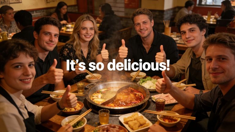 Foreign tourists eating hot pot