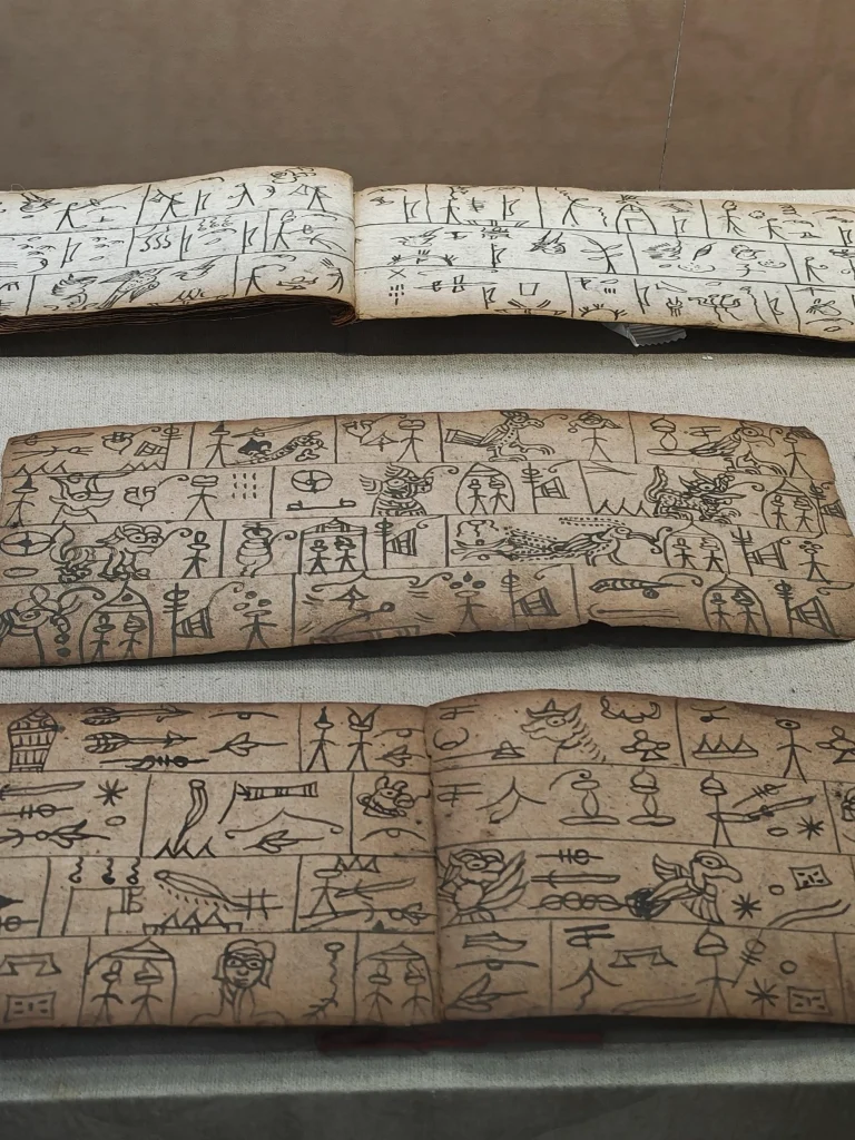 Close-up of Naxi Dongba pictographs