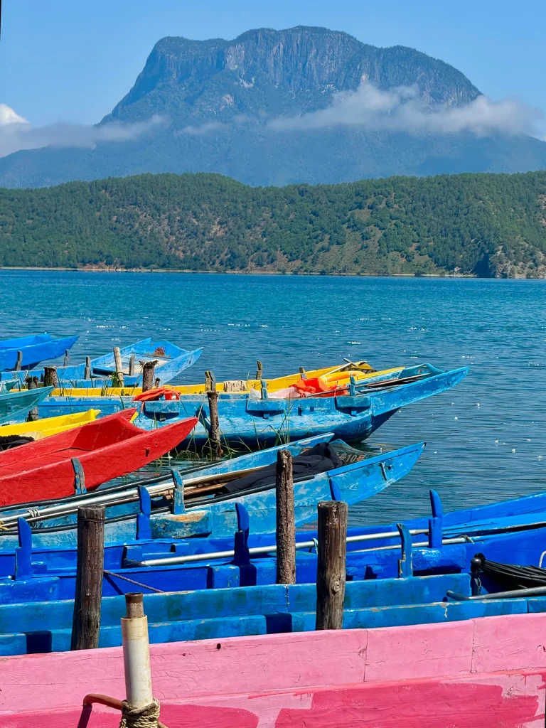 pig-trough boats on Lugu Lake